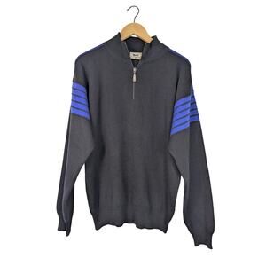 Men's Vintage Meister Wool Blend Striped Sleeve 1/4 Zip Pullover Sweater